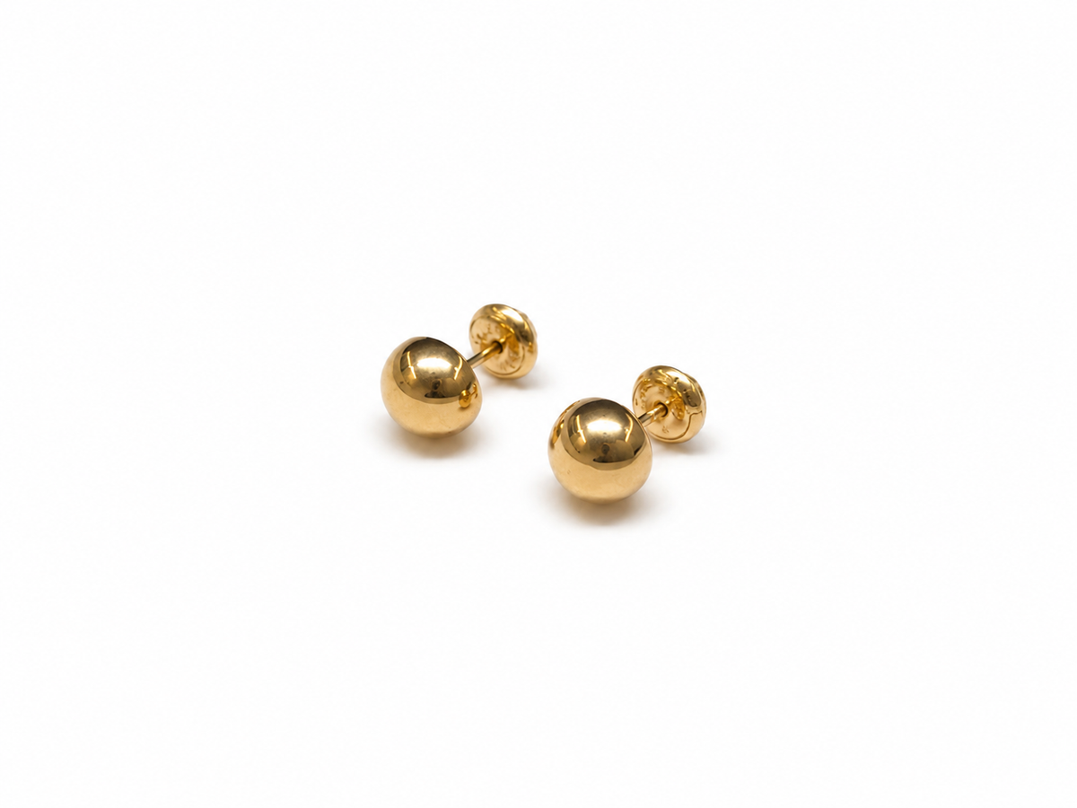 ARETES TOPO BOLA MEDIANO ORO AMARILLO