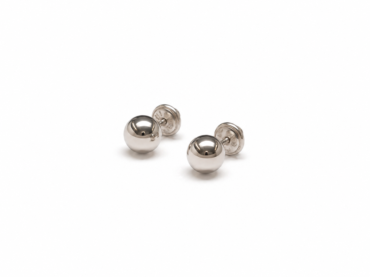 ARETES TOPO BOLA ORO BLANCO